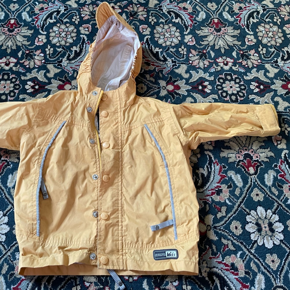 Yellow REI 18 month toddler rain jacket